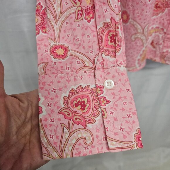 Vintage Charter Club Pink Paisley Blouse Boho Hippie Retro 12 - Picture 4 of 11